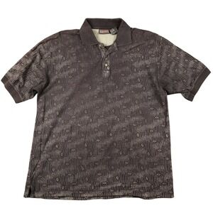 Jantzen Sport Mens Large‎ L/G Gray Abstract Pattern Short Sleeve Polo Shirt 90s